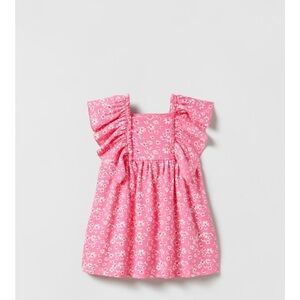 ZARA Pink Floral Ruffle Dress